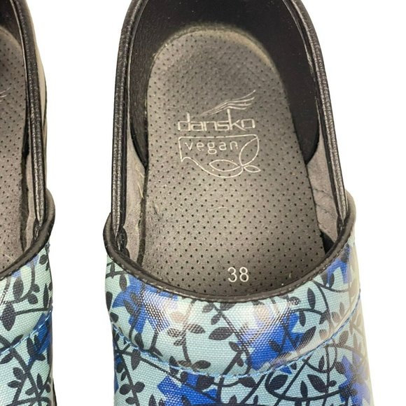 Dansko Floral Clogs Blue Flower Print Vegan Sz 38 US 7.5-8 Comfort Nurse Shoes - Picture 6 of 9
